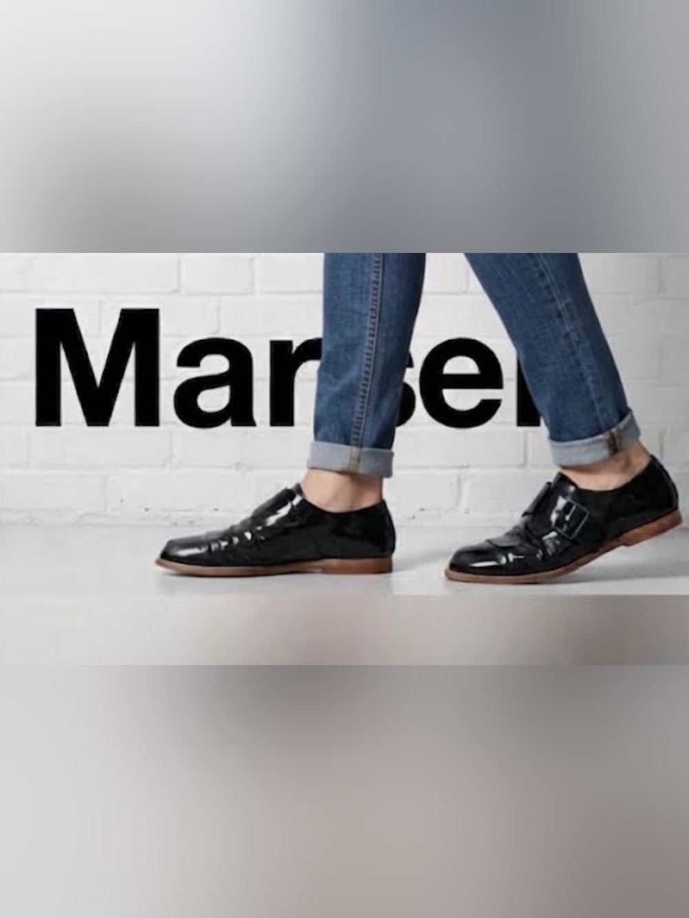 Authentic Marsell luxury designer black patent leather shoes sz 9 Euro 39